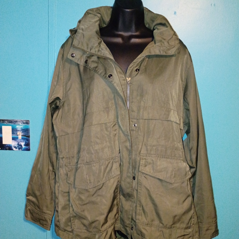 Universal Thread Army Green Field Rain Jacket W Hood